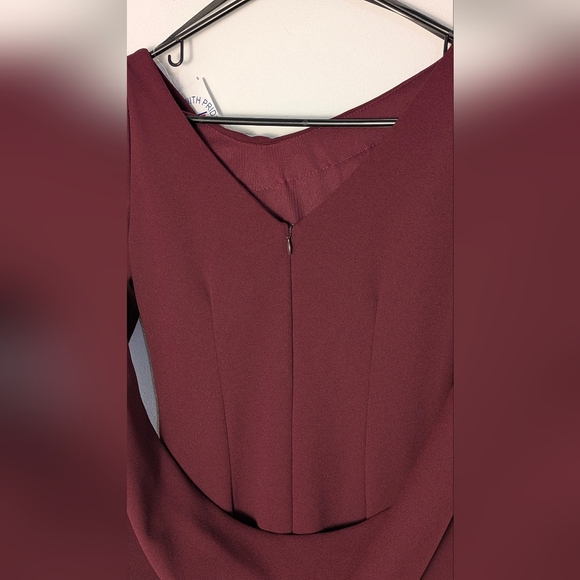 BETSY & ADAM Cape Sleeve Draped Sheath  Dress Burgundy Size US 2 Petite RP$199 - Picture 9 of 16